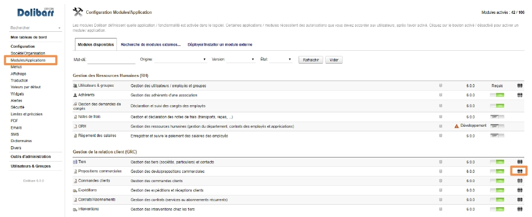 configuration module prix